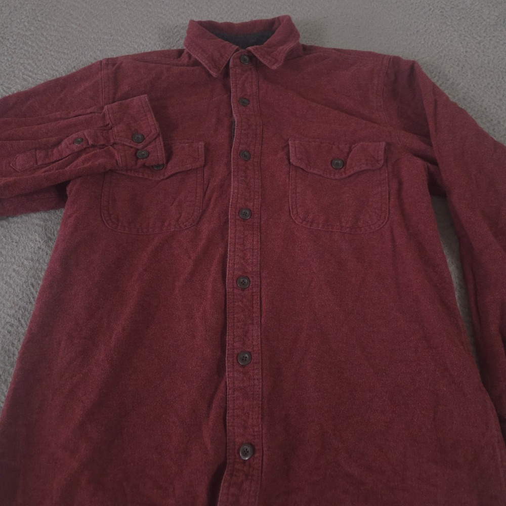 Grizzly Mountain Shirt Mens M Maroon Chamois Flannel Cotton Button Up Pocket